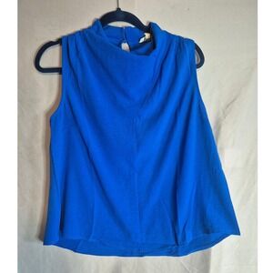 Umgee‎ Women's Mock Neck Sleeveless Blouse Top Royal Blue Size M